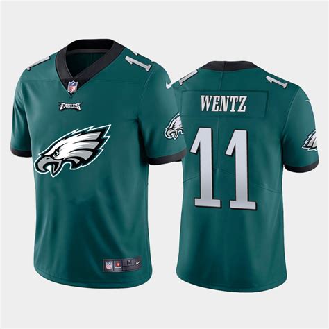 Mens Philadelphia Eagles 11 Carson Wentz Green 2020 Team Big Logo Limited Stitched Jersey
