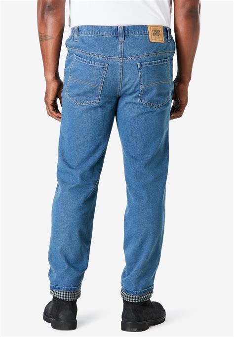 Flannel Lined Side Elastic Jeans By Liberty Blues® King Size