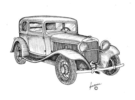17 Drawings Of Vintage Cars Art Cars Drawings Sketches