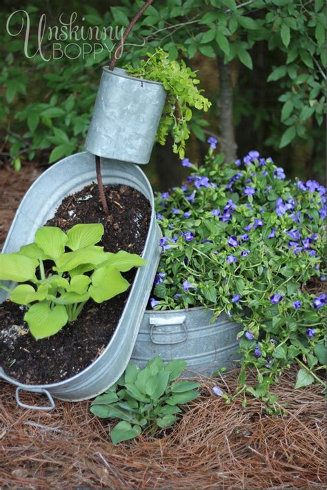 Pinterest Inspired Galvanized Bucket Stacked Planter