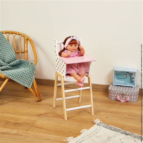 Chaise haute poupon  Accessoire mobilier pour poupée en bois Janod
