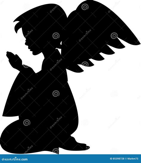 Praying Angel Silhouette With Halo Clipart