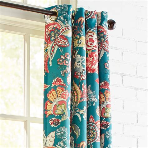 Ashford Floral Teal 84 Grommet Curtain Pattern Curtains Living Room