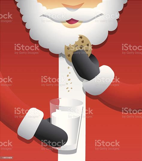 Santa Eating Cookies Milk Stock Illustration Download Image Now