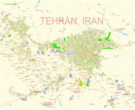 Tehran Iran Editable Layered Pdf Vector Map In 2022 Map Vector