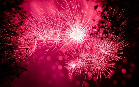 Download Wallpaper 3840x2400 Salute Fireworks Holiday Sparks Pink