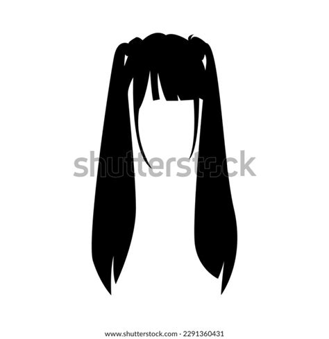 Silhouette Female Two Ponytail Hairstyle Salon Stock Vector Royalty