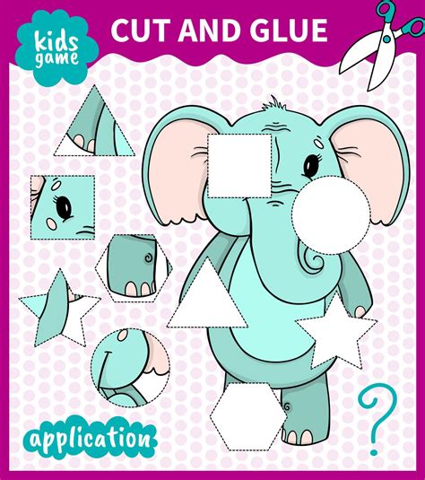 Children Board Animal Game Cut Shape And Glue In Place For Preschoolers