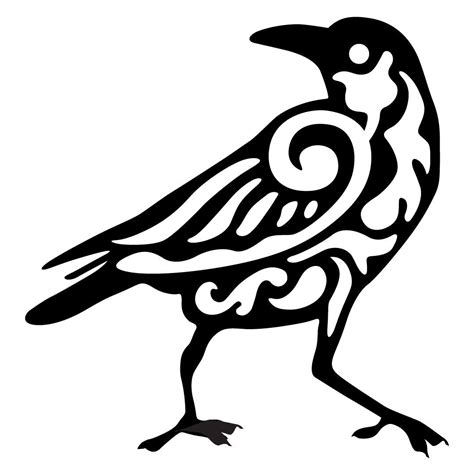 Viking Style Line Art Raven Vikingart Crow Art Raven Art Bird Art