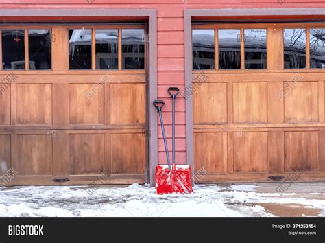 Red Shovels On Snowy Image And Photo Free Trial Bigstock