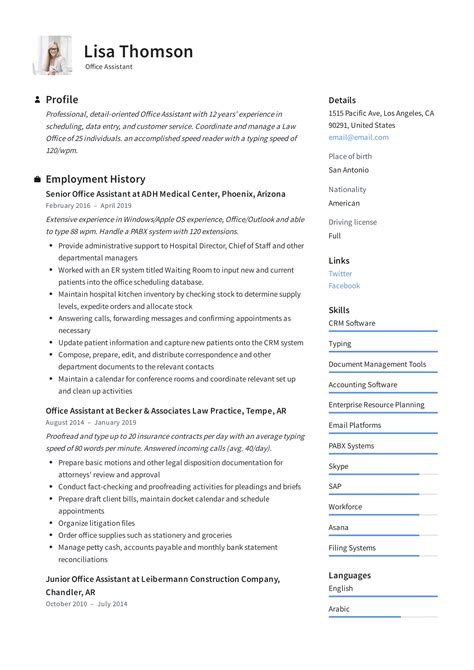 Our personal assistant resume sample and writing tips will help you meet your new boss's expectations! Office Assistant Resume + Writing Guide | 12 Resume TEMPLATES | 2020