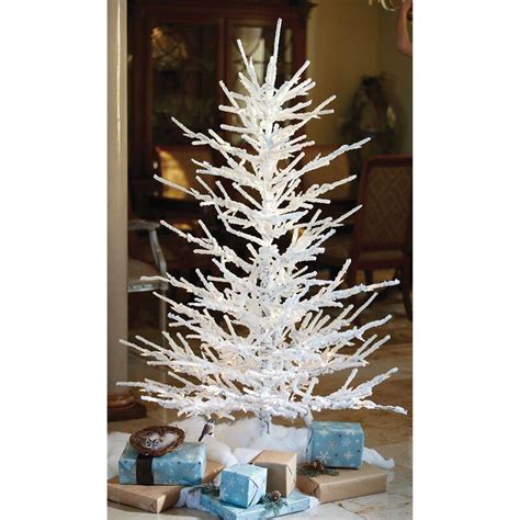 The Holiday Aisle Pre Lit Flocked Twig 7 White Artificial Christmas