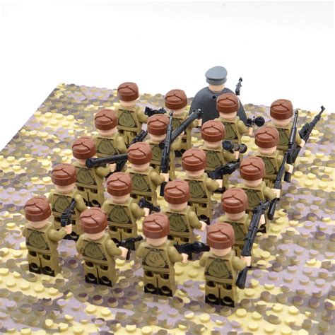 New 21pcsset Ww2 Military Infantry Troops Building Blocks Minifigs Red