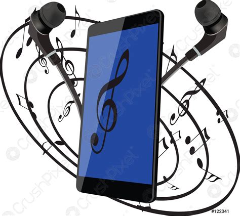 Mobile Phone Earphones For Listening To Music Stock Vector 122341