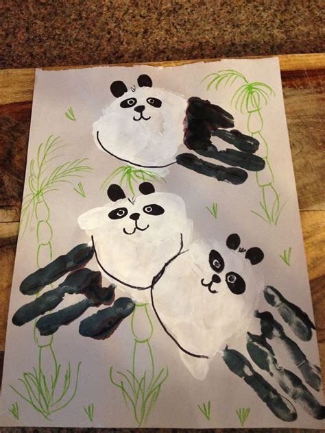 Hand Print Panda Bears Kids Painting Projects Panda Painting Kids
