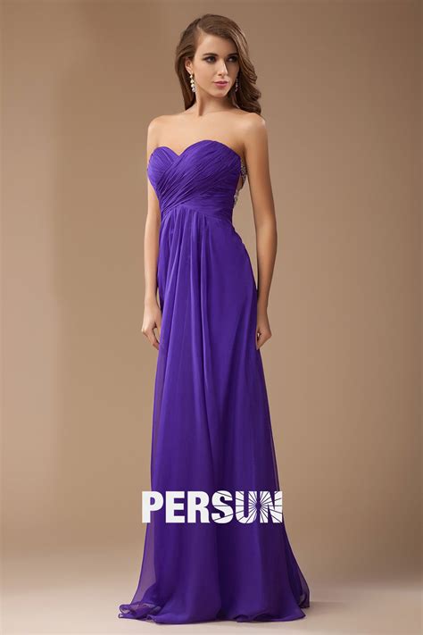 Robe violette longue Empire bustier cœur en mousseline Persun fr