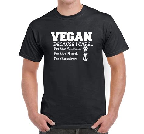 Mens Novelty T Shirt Vegan Because I Care For The Animalsplanet
