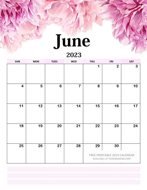 Large June 2023 Calendar Printable Calendar 2023