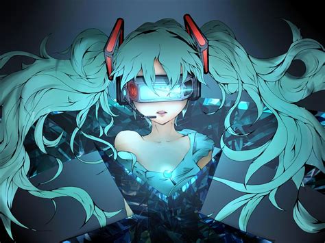 Download Headphones Vocaloid Wallpaper Cyberpunk Hatsune Miku