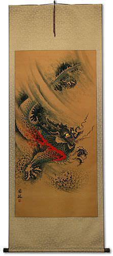 Flying Chinese Dragon Chinese Wall Scroll Tigers And Dragons