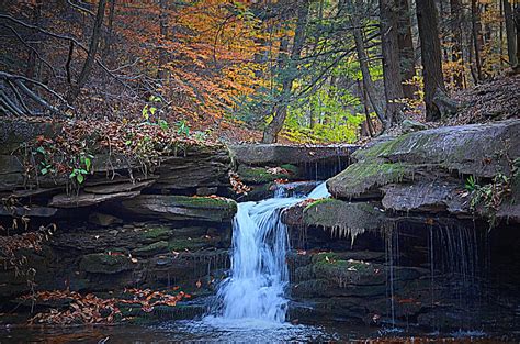 Autumn Waterfall Poster Painting By Rogers Roxanne Fine Art America