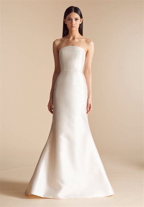 Strapless Simple Fit And Flare Wedding Dress With Chapel Train