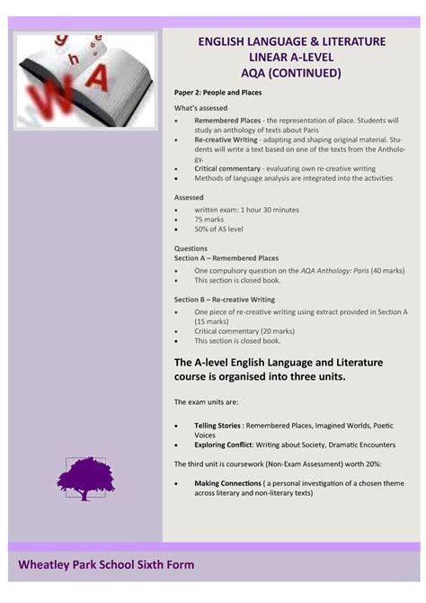 English literature relates to teaching & academics personal development. WPS Sixth Form Choices 2014-15 : simplebooklet.com
