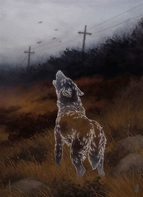 A Painting Of A Dog Looking Up At The Sky