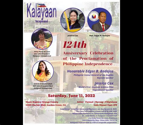 kalayaan incorporated hosts the 124th anniversary celebration of the proclamation of philippine