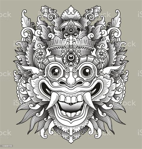Balinese Barong Traditional Mask Stock Illustration Download Image