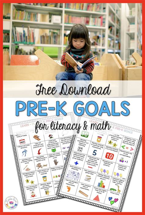 Free Printable Pre K Goals Sheets For Literacy And Math Includes 20