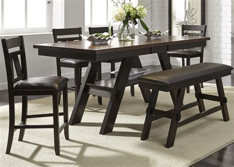 This five piece counter height table set is a great way to update a casual dining room or eat in kitchen area. Lawson 66"-78" Counter Height Pedestal Dining Table in ...