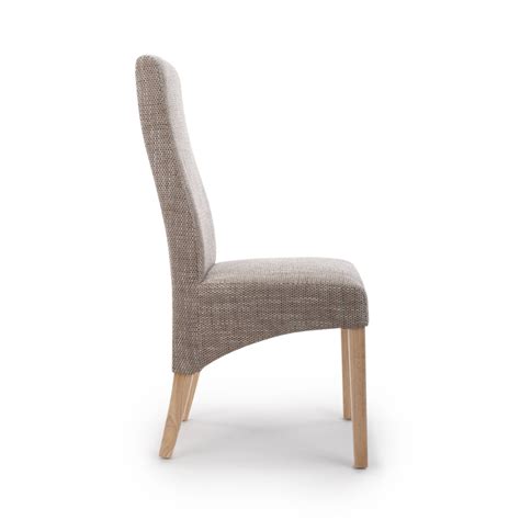 Baxter Wave Back Tweed Oatmeal Dining Chair Wood Furniture Store