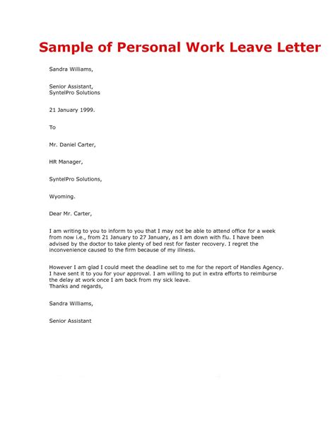 Get Formal Leave Letter Format Most Complete Format Kid
