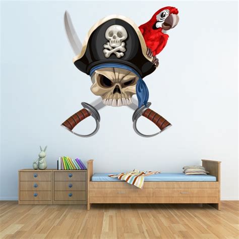 Skull And Crossbones Pirate Parrot Wall Sticker