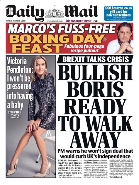 Daily Mail Front Page 7th of December 2020 - Tomorrow's Papers Today!