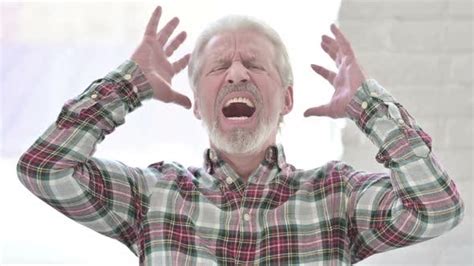 Screaming Casual Old Man In Anger Stock Footage Videohive