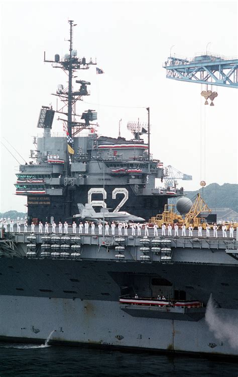 The Crew Of The Aircraft Carrier Uss Independence Cv 62 Mans The
