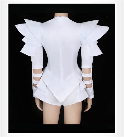 Intergalactic White Drag Queen Costume Bodysuit Queerks