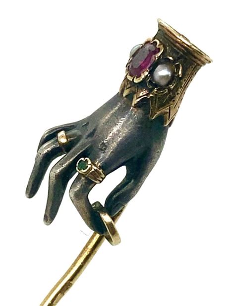 a rare antique gem set stickpin france circa 1860 gold cuffs boar seed pearl vintage