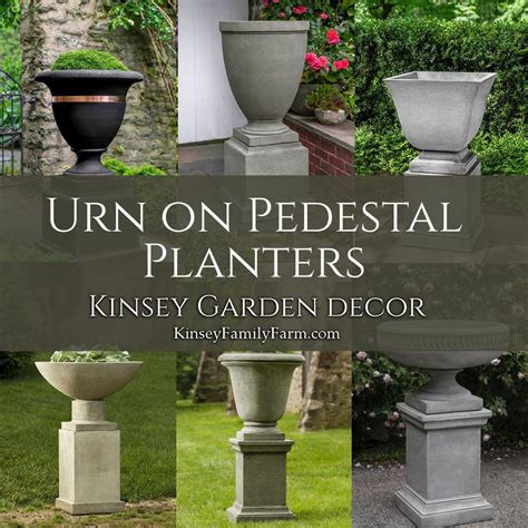Kinsey Garden Decor Cast Stone Urn Planter On Pedestal Square Flower