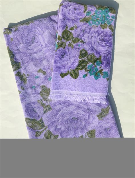 Floral Bath Towels Set In Lilac Purple Turquoise And Green