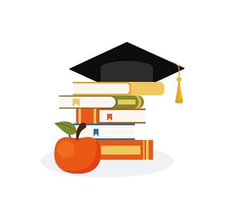 Tapa De Graduación Y Libros El Concepto De Educación Pila De Libros