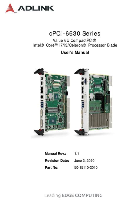 Adlink Technology Cpci 6630 Series User Manual Pdf Download Manualslib