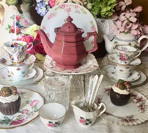 Delightful Vintage Tea Set For 4 Pink Roses Tea Set 23 Etsy Tea