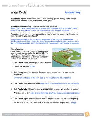 Access to all gizmo lesson materials, including answer keys. Water Cycle Gizmo Answers - Fill Online, Printable ...