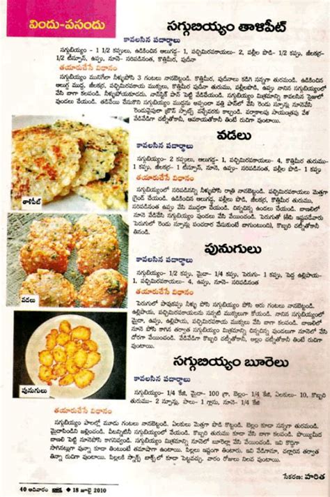 Food Recipes In Telugu