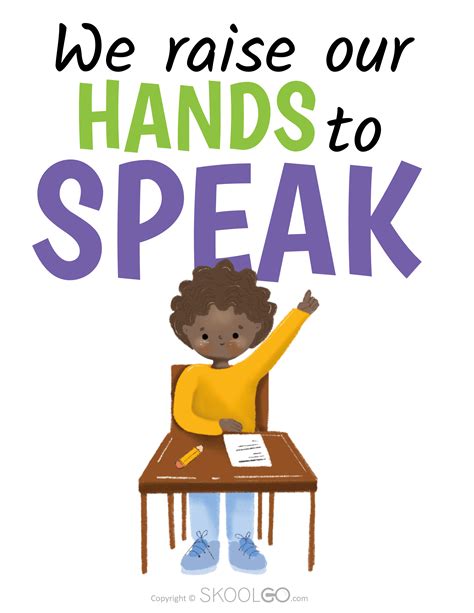 We Raise Our Hands To Speak Classroom Poster Skoolgo