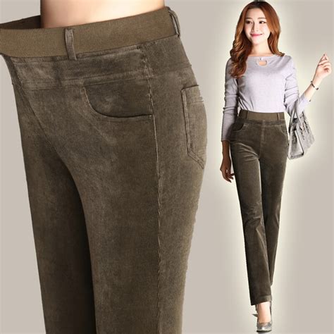 Free Shipping Women New Autumn Candy Color Corduroy Straight Pants