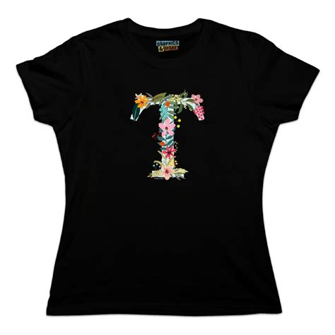 Graphics And More Letter T Floral Monogram Initial Womens Novelty T Shirt